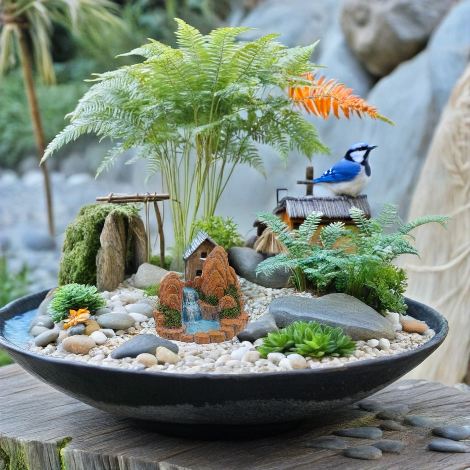 2Pcs Miniature Rockery Artific - Bonsai Garden With Pond review and price